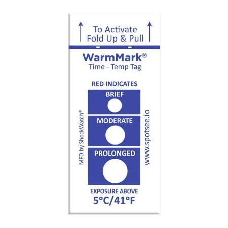 Shockwatch SpotSee WarmMark Time Temperature Indicators, 5 Degrees C/41 Degrees F, 100/Box WM 5/41
